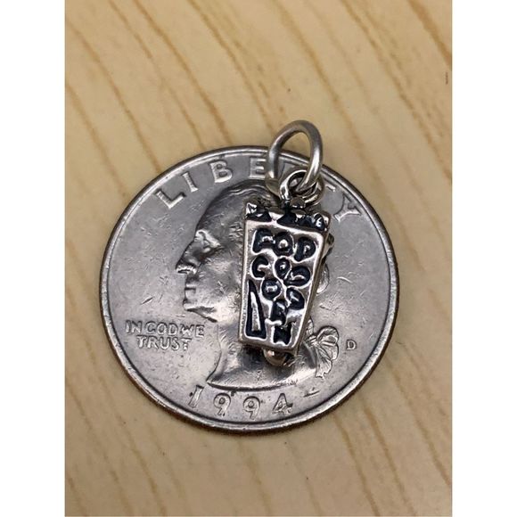 Popcorn Sterling Silver Jewelry Charm - Picture 3 of 3